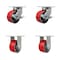 Service Caster 6'' Heavy Duty Red Poly on Cast Iron Wheel Caster Set 2 Brakes 2 Rigid, 4PK CRAN-SCC-KP92S630-PUR-RS-SLB-2-R-2 - alternate 1